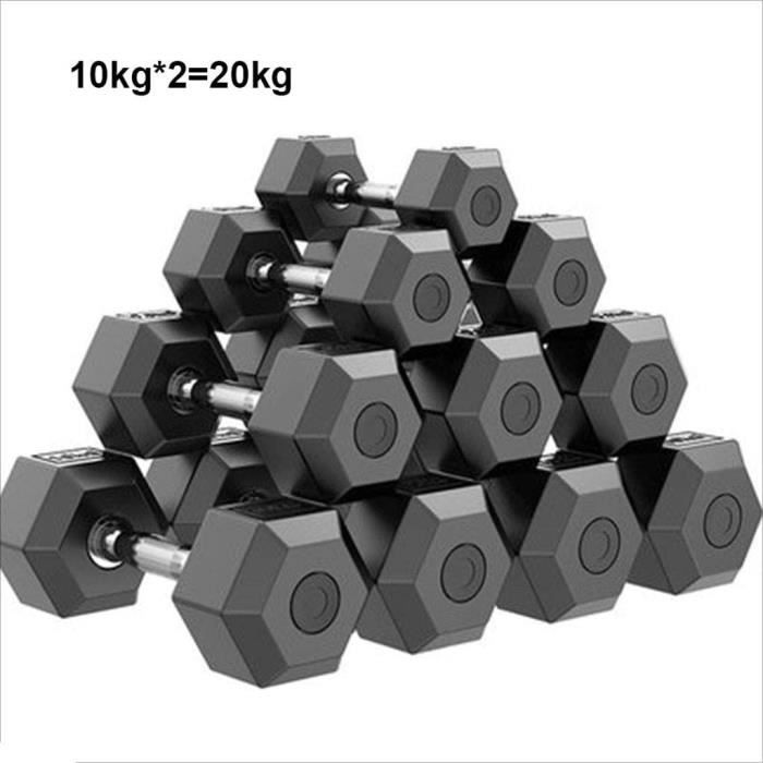 Halteres YC Haltères Dumbbell Musculation Hex haltère Poids Deux haltères Fitness 20 kg Accueil Homme Fixe 1519