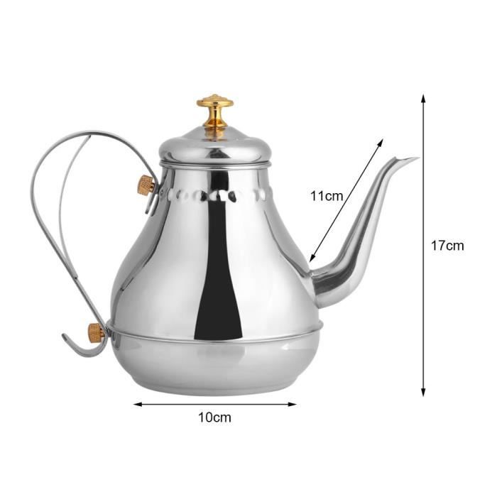 Yosoo Cafetière Pot de Café Thé Théière avec Verseur de Col Bouilloire en Acier Inox Bouilloire à Café Pour Bar Maison Avec