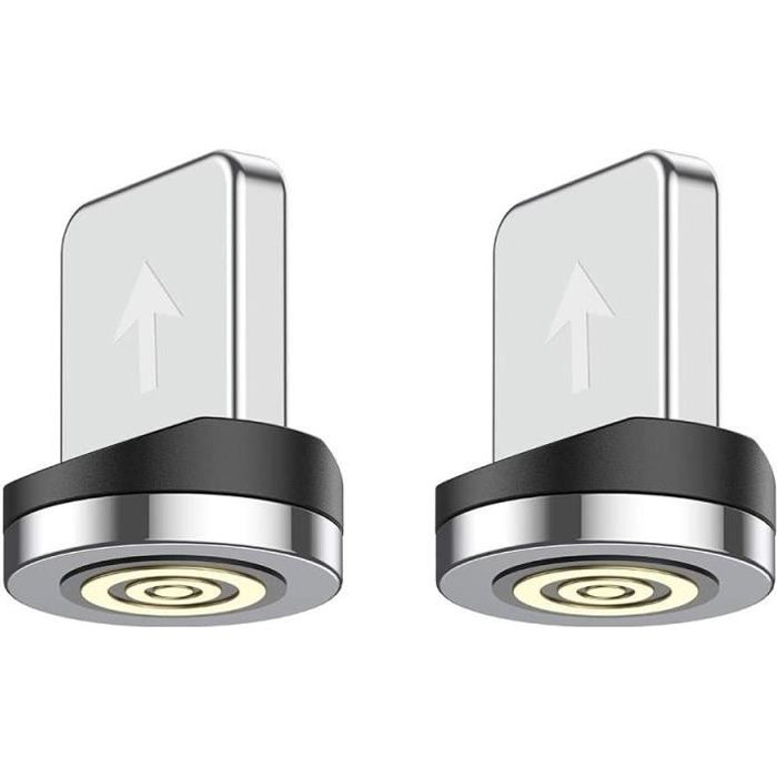 2pcs Embouts de connecteur magnétique pour iPhone câble magnétique de 540 degrés 3A