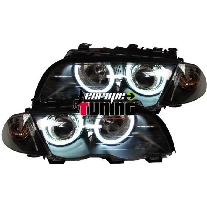PHARES ANGEL EYES NOIRS BMW E46 AU NEON 98-01