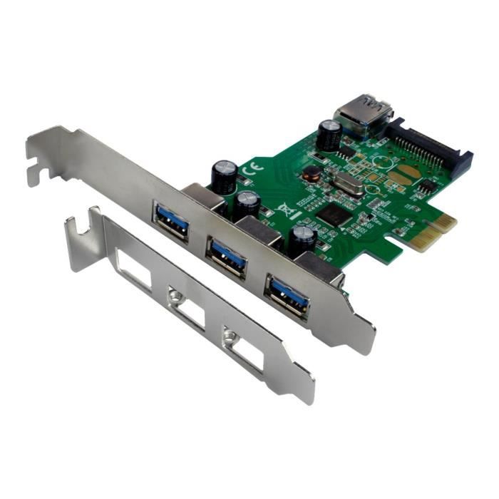 ConnectLand PCIE-USB3-3+1P-RENESAS - Adaptateur USB - PCIe 2.0 faible encombrement - USB 3.0 x 4