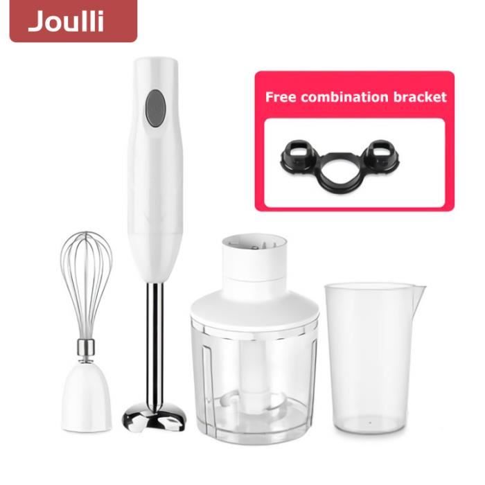 JOULLI Mixeur plongeant 4 en 1 mixeur multifonctionnel 250w 8 vitesses mélangeur à main avec hachoir Fouet sans bpa