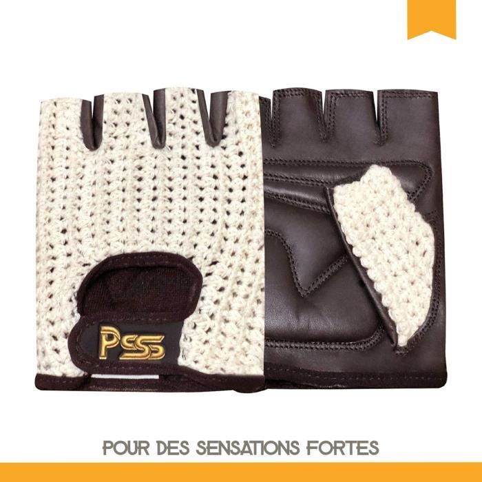 Prime Mitaines Gants Cuir Vélo Fitness À Mailles Épaisses Et Rembourrage Mousse Pour Homme/Femme Été/Hiver Doux - Marron
