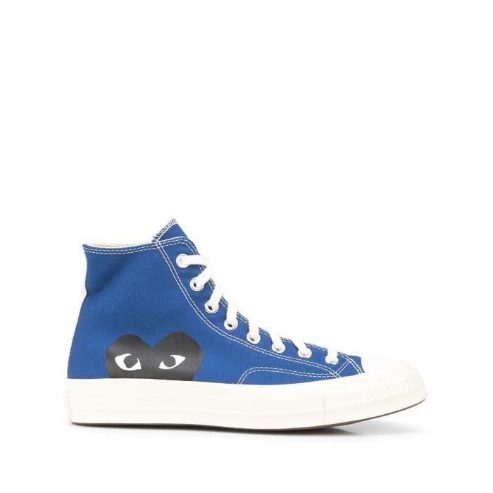COMME DES GARÇONS PLAY FEMME P1K122BLUE BLEU COTON BASKETS MONTANTES