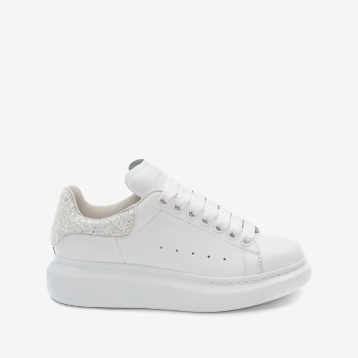 Alexanders Mcqueens MC Blanche Paillette Femme Homme Basket Chaussur Pas Cher