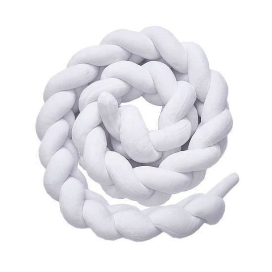 Tour de Lit Bébé Coussin Serpent Coussin Tressé Pare-Chocs Velours, Protection bébé sécurité pour Bébé Bumpers Tresses(2M Blanc)