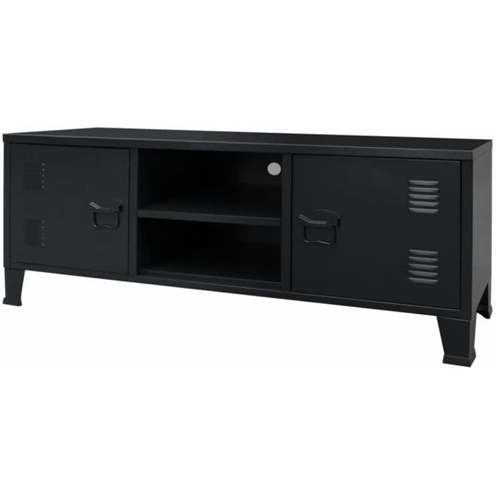 Meuble TV Métal Style industriel 120 x 35 x 48 cm Noir