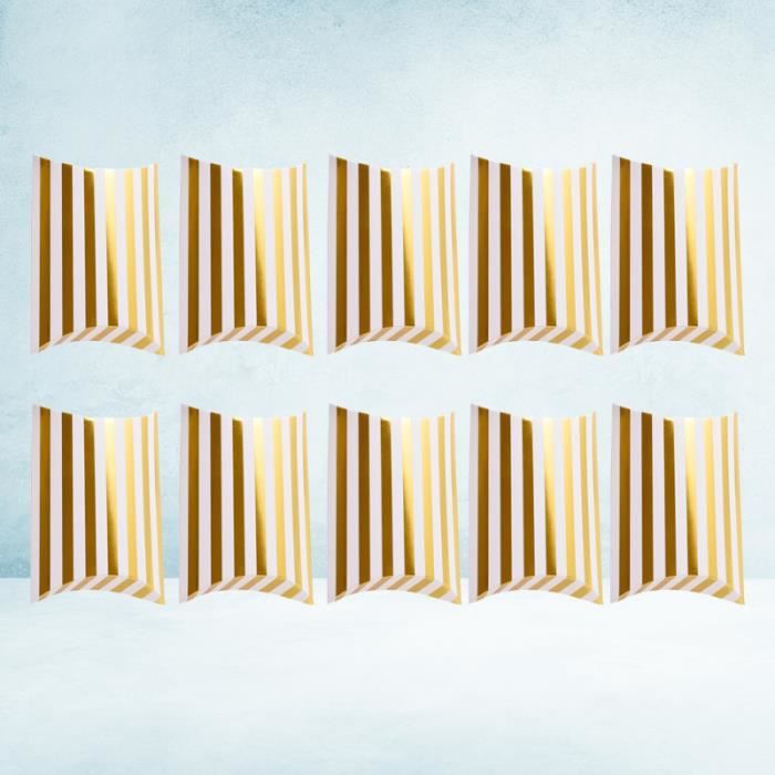 10pcs Gold Stamping Stripe Design Candy Box Creative Pillow Chocolate Storage Case Wedding Treat Party Favor Gift BOITE CADEAU