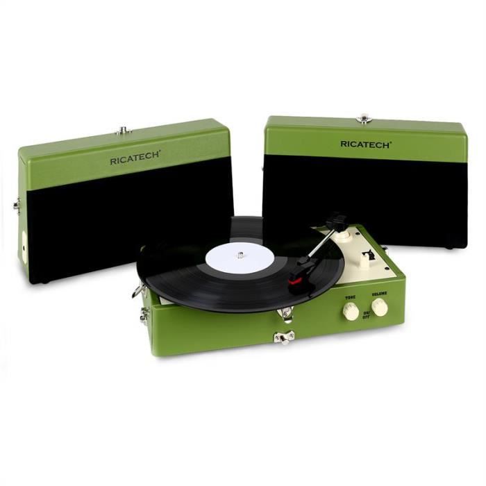 Ricatech RT80 Tourne-disque Vintage vert AUX