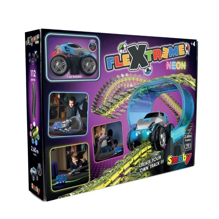 Flextreme neon set - Compatible avec tous les accessoires Flextreme - Inclus : 1 voiture + piles - dès 4 ans