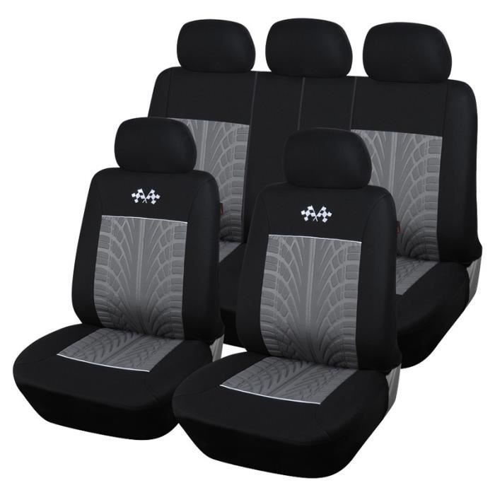 Housse de Siege Voiture Universelle 5 Places,Ensemble de Housses Siège Auto Universel Couvre Sieges pour Avant et Arrière - Gris024