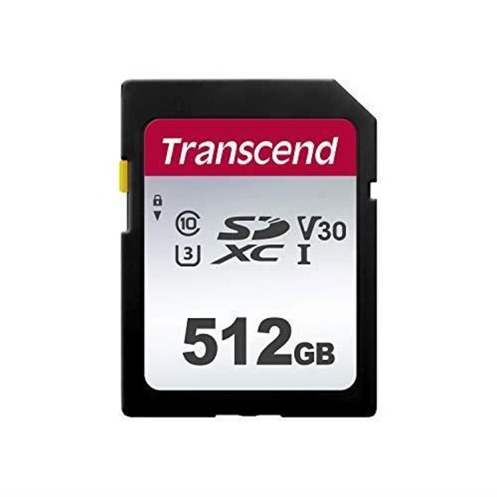 Transcend 512Go SDXC-SDHC 300S Carte SD - 512Go - Emballage -Ouverture facile- TS512GSDC300S-E