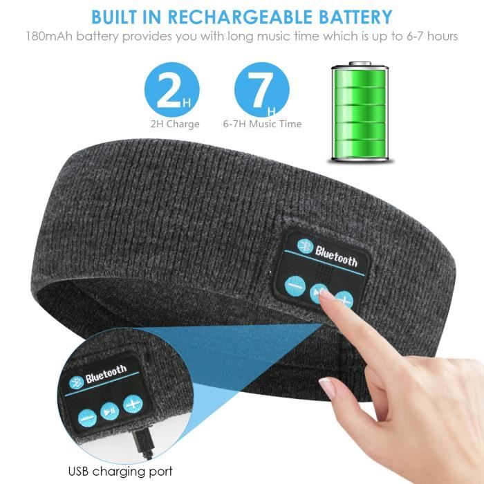 Bandeau sport Bluetooth (gris foncé)