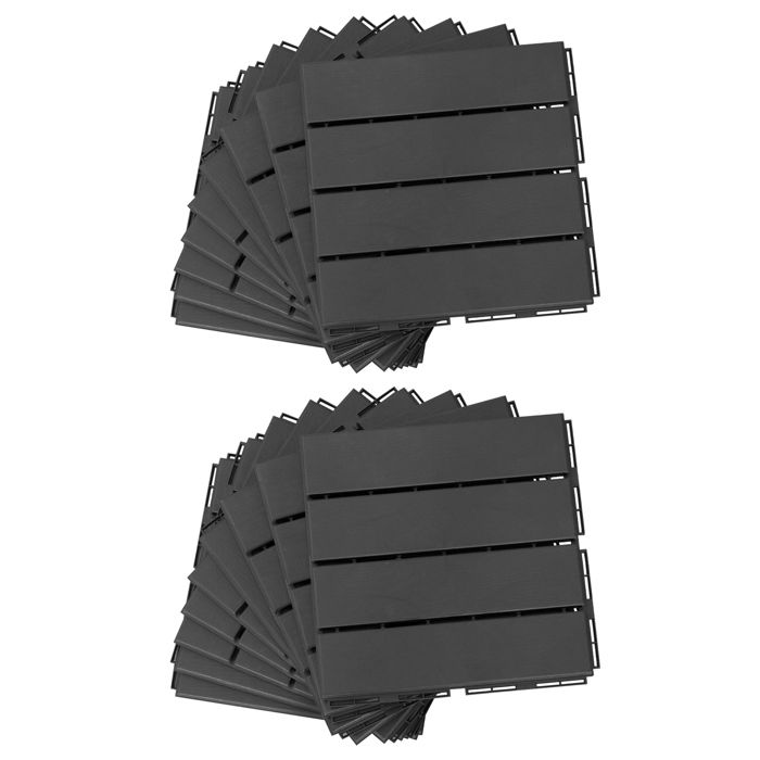 Caillebotis - Outsunny - Plastique - 30x30x2cm - Noir