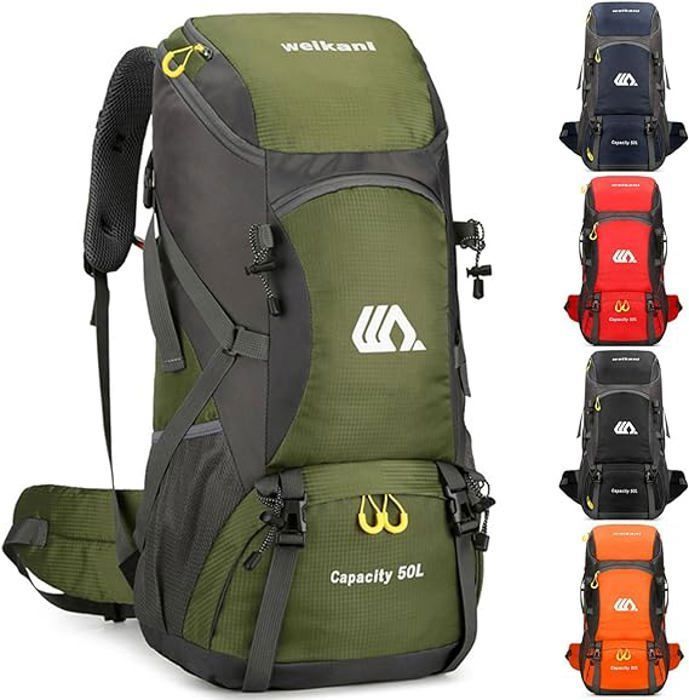 Sac à Dos Randonnée Jianyana 50L – Imperméable, Housse De Pluie Incluse, Léger 0,75 Kg, Pour Trekking, Camping, Voyage