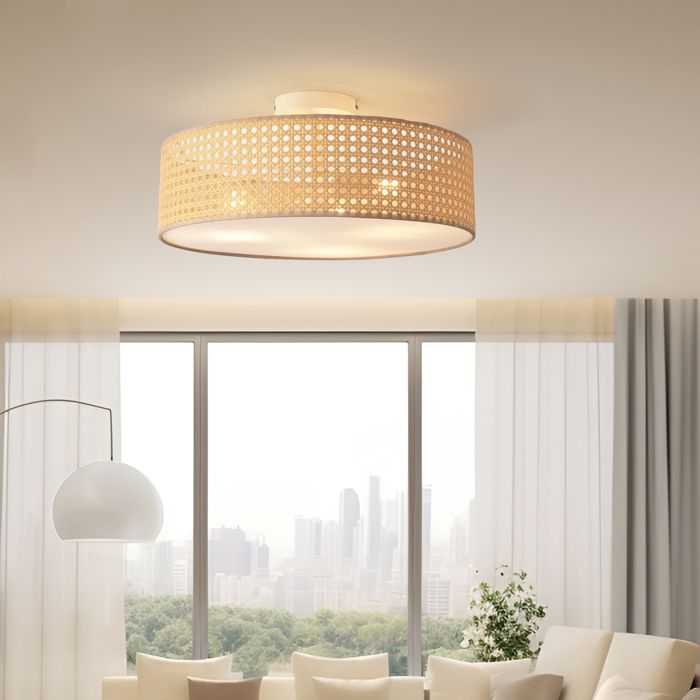 Plafonnier Ascot 3 x E27 blanc aspect rotin