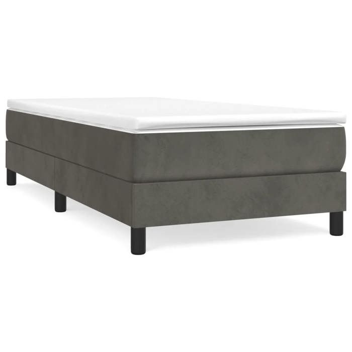 Cadre de lit single - VIDAXL - SALE 2025 - Velours gris foncé - 90x190 cm - Charge 280 kg