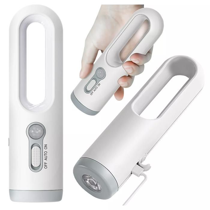 Lampe de nuit LED avec détecteur de mouvement Lampe de bureau LED portable avec lampe de poche Blanc