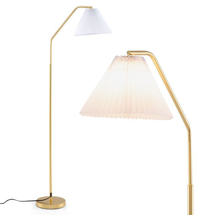 COSTWAY Lampadaire sur Pied 168 CM Tête de Lampe Réglable Interrupteur à Pied Lampe en Métal Moderne pour Salon Chambre Bureau
