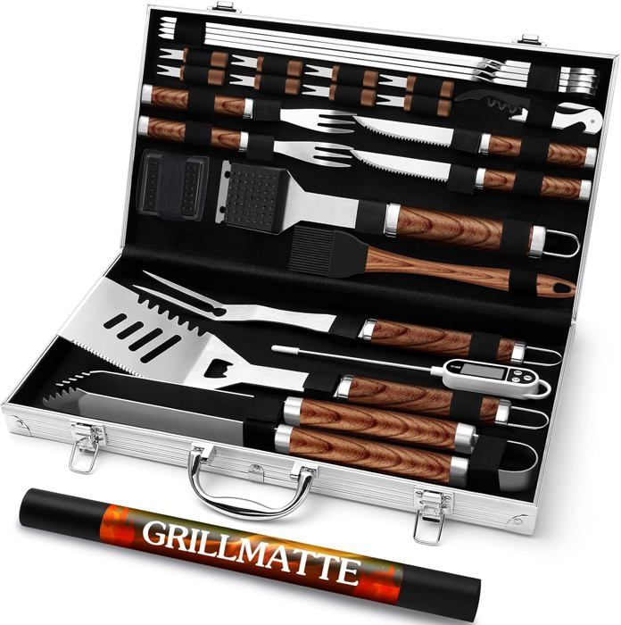 26pcs Kit daccessoires pour Barbecue Professionnel Ensemble dustensiles de Barbecue