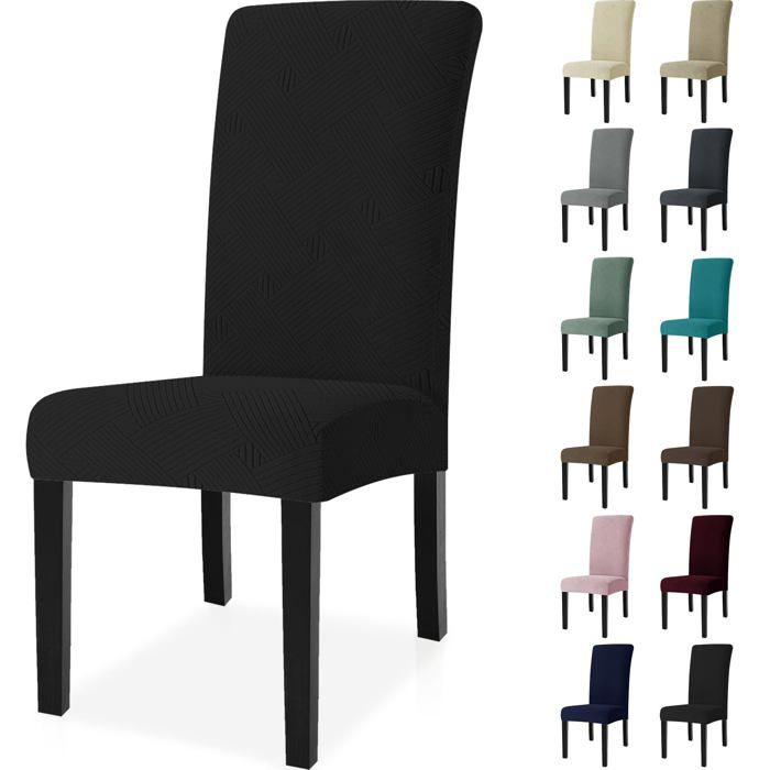 Ystyle Housse de Chaise 6 Pièces Extensible Housse Chaise Salle à Manger Universel Housse pour Chaise Noir