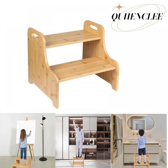 Tabouret enfant - 38.2*34*33.2cm - Couleur originale - Facile à tenir debout pour les enfants - QUIIENCLEE