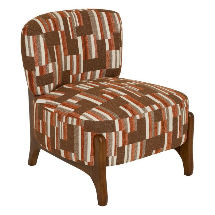 Atmosphera - Fauteuil en chenille avec pieds en bois effet noyer CALIX - Marron