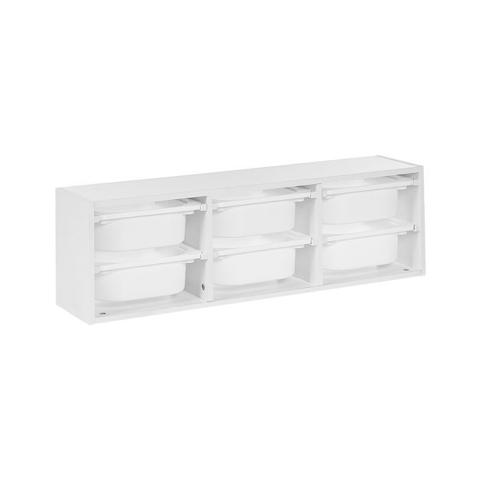 Étagère murale avec bacs de rangement TOBIN Bois dingénierie Blanc Étagère murale avec bacs de rangement TOBIN Bois dingénierie Blanc
