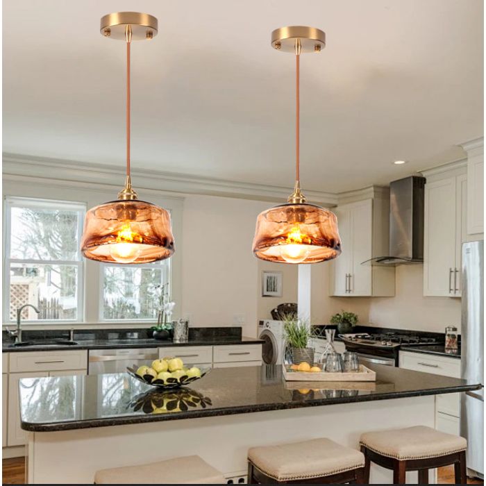 iDEGU 2pcs Lustre Vintage 18cm Lampe Suspension Industriel Abat-jour en Verre Ambre E27 Luminaire Plafonnier Style Edison pour iDEGU 2pcs Lustre Vintage 18cm Lampe Suspension Industriel Abat-jour en Verre Ambre E27 Luminaire Plafonnier Style Edison pour