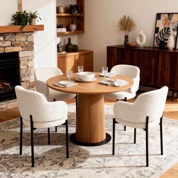Chaises - Lot de 4 Chaises de Salle à Manger - Assise Rembourrée - Pieds Métal - Scandinave - Blanc