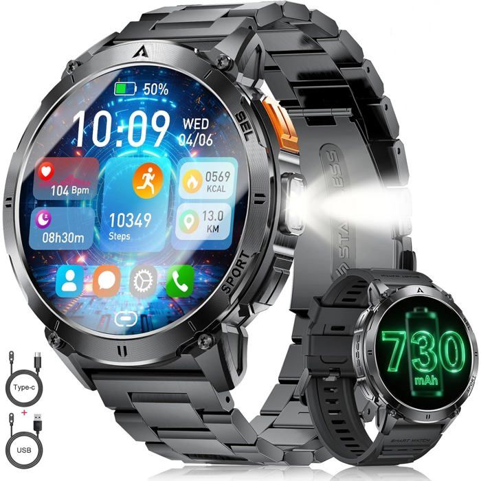 Montre Connectée - BENYAR - 1 62 HD - Étanche IP68 - Appels - 110+ Modes Sportifs