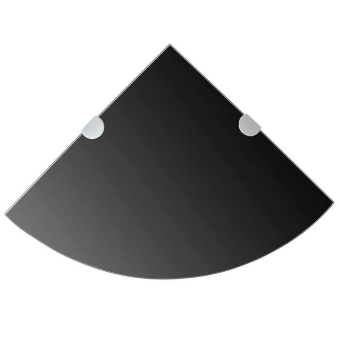 Étagère dangle en verre trempé - VIDAXL - 35x35 cm - Verre noir - Supports chromés - Épaisseur 8 mm - Montage simplifié