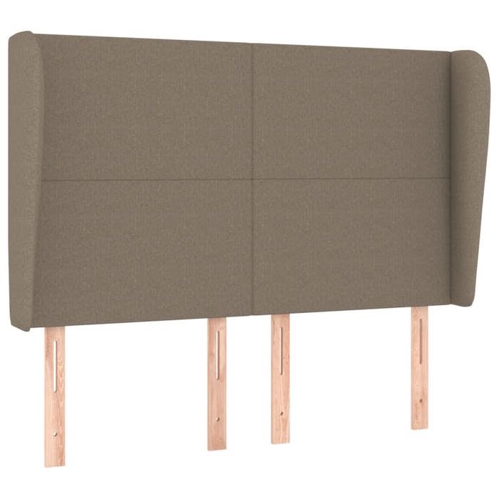 Tête de lit design avec oreilles - VIDAXL - 147x23x118/128 cm - Taupe - Tissu polyester - Bois massif - Hauteur réglable