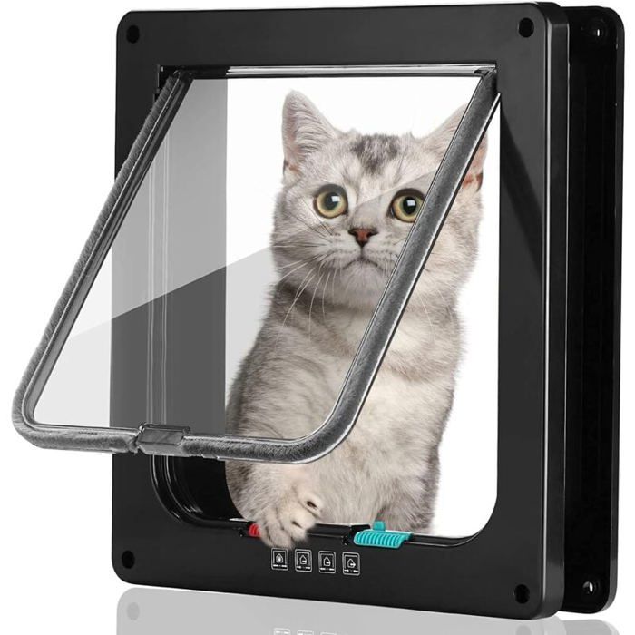 Comparer les prix de Grande chatière chatière verrouillable à 4 voies pour intérieur et extérieur chatière compatible avec les chats adultes et les p