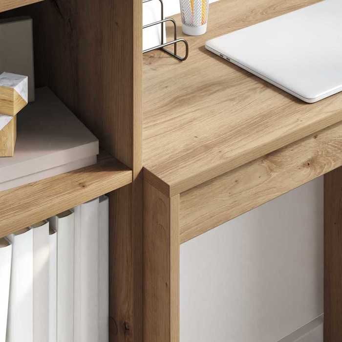 Bureau en bois dingénierie - WIENS - 70x40x76 cm - Chêne artisanal - Marron - Artisanal - Compartiment de rangement