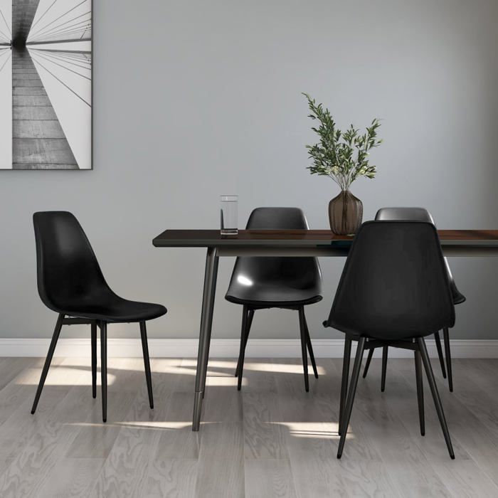 Chaises de salle à manger - XWO - Lot de 4 - Noir - PP et métal - 46x52x84 cm - Profondeur du siège 38 cm