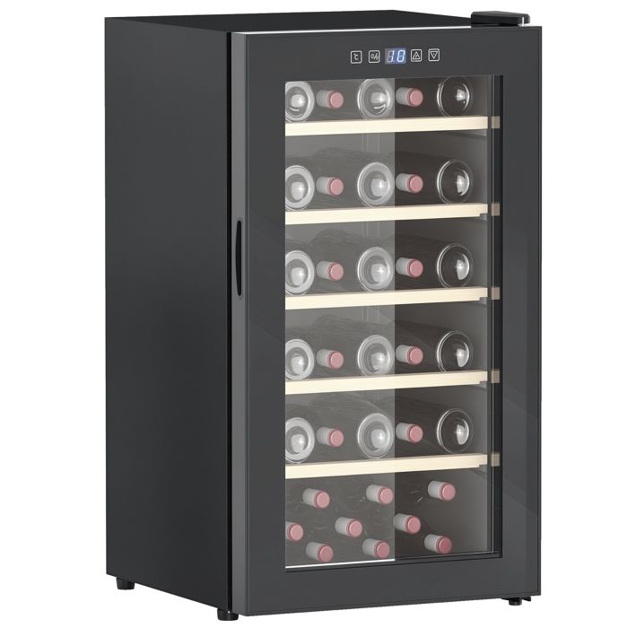 Cave à vin - HOMCOM - 41 bouteilles 91L - porte en verre éclairage LED - acier et verre trempé - 451x538x798cm - noir - Hom