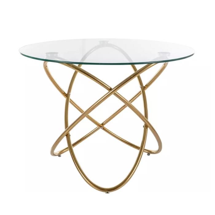 Table à Manger - Meubles&Design - Table repas ronde 6 places en verre et piétement doré ELENORIAZ3