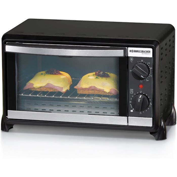 Mini four 10 litres - SPIELSTABIL - Noir - 39x275x23 cm - Chaleur supérieure et inférieure - Minuterie 30 min - Spielstabil