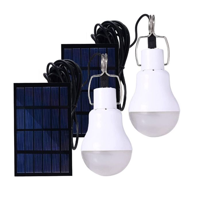 Lot 2 lanternes solaires suspendues 3W câble 3 45m camping