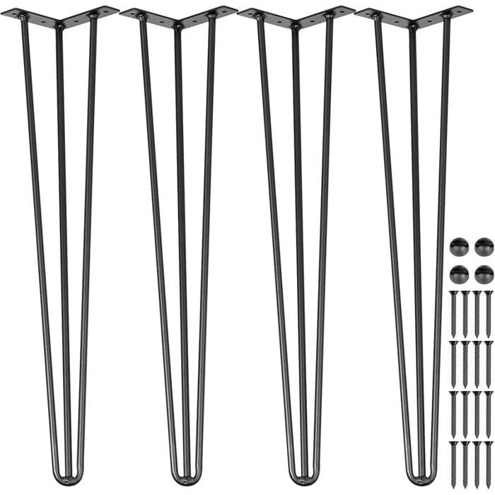 Pieds de Table en Épingle à Cheveux de 24 Pouces Ensemble de Pieds de Table en Épingle 4 PC Épingle 3 Tiges 4 4 PIECE PIED DE TABLE