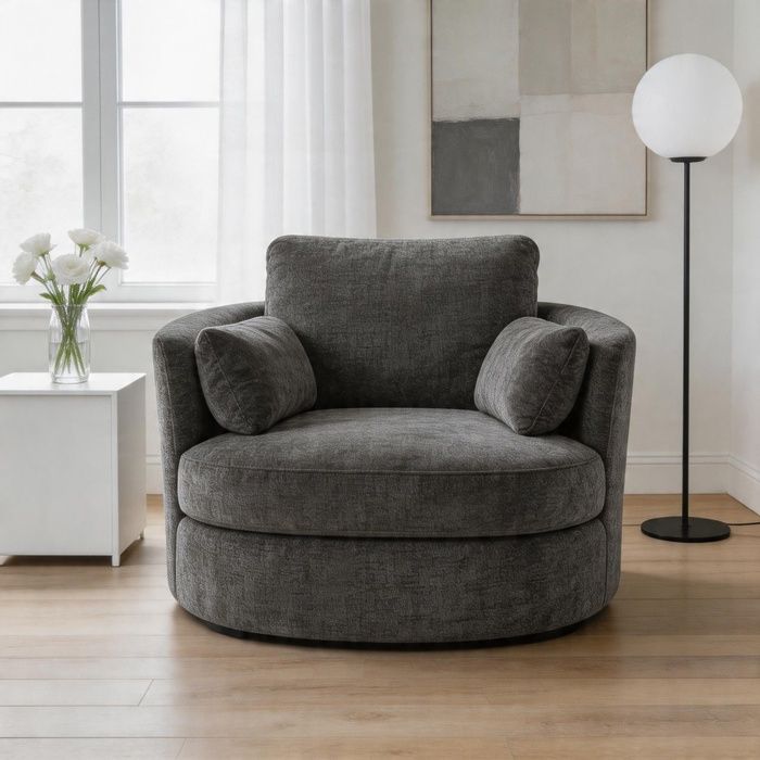 Fauteuil pivotant - W5171P420574 - Chenille grise - Rotation 360° - Mousse haute densité