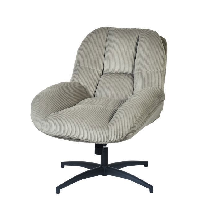 MEUBLES COSY Fauteuil de bureau pivotant scandinave avec accoudoirs en velours côtelé réglable gris - LITHOPS