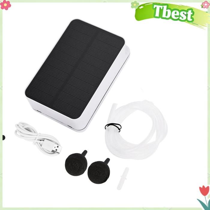 Tbest kit de pompe à air à énergie solaire Pompe de Bassin Solaire Oxygénateur à énergie Solaire Aérateur animalerie technique