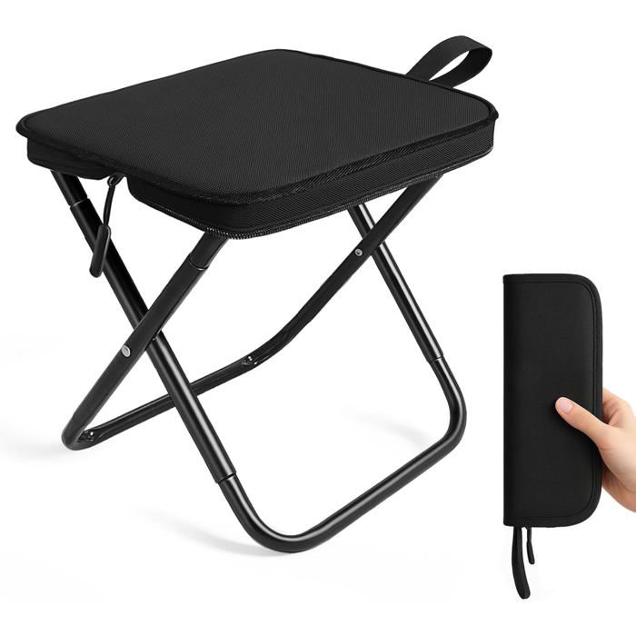 Tabouret De Camping Pliable Et Portable Idéal Pour Le Camping La Pêche Et Les Pique-Niques ((Noir))[CH375]