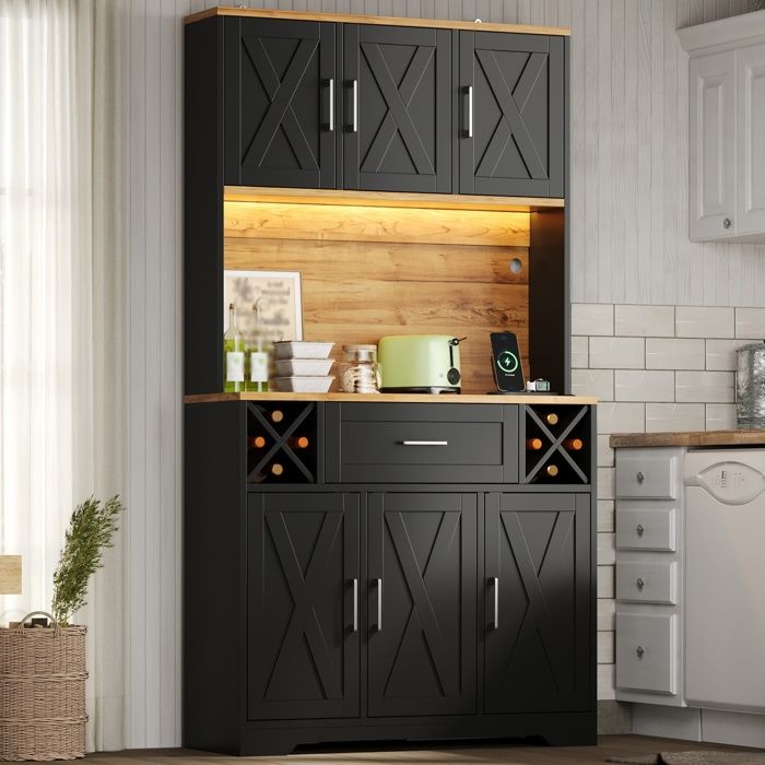 Buffet de cuisine avec rangement avec LED USB en MDF multicolore 105 x 40 x 180 cm