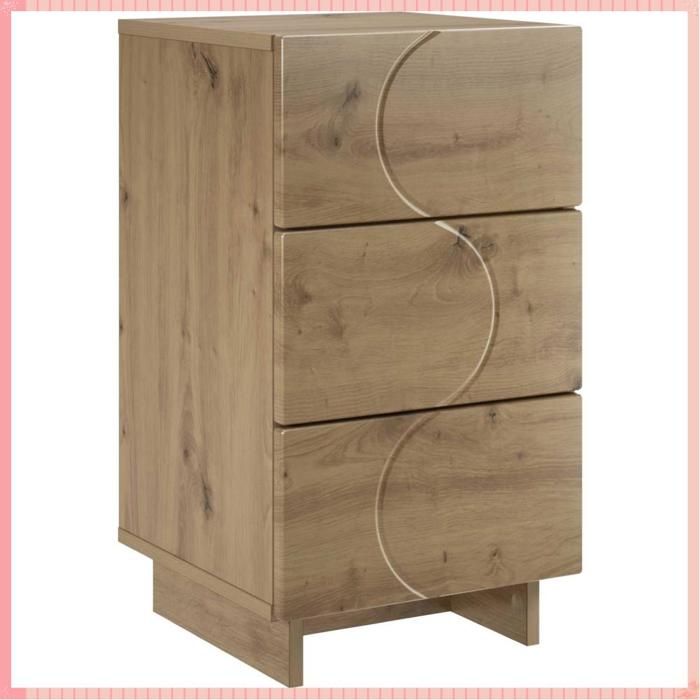 Table de chevet artisanal - Bois dingénierie - Réglable - Rangement - Chêne - 33 5x34 5x60 cm