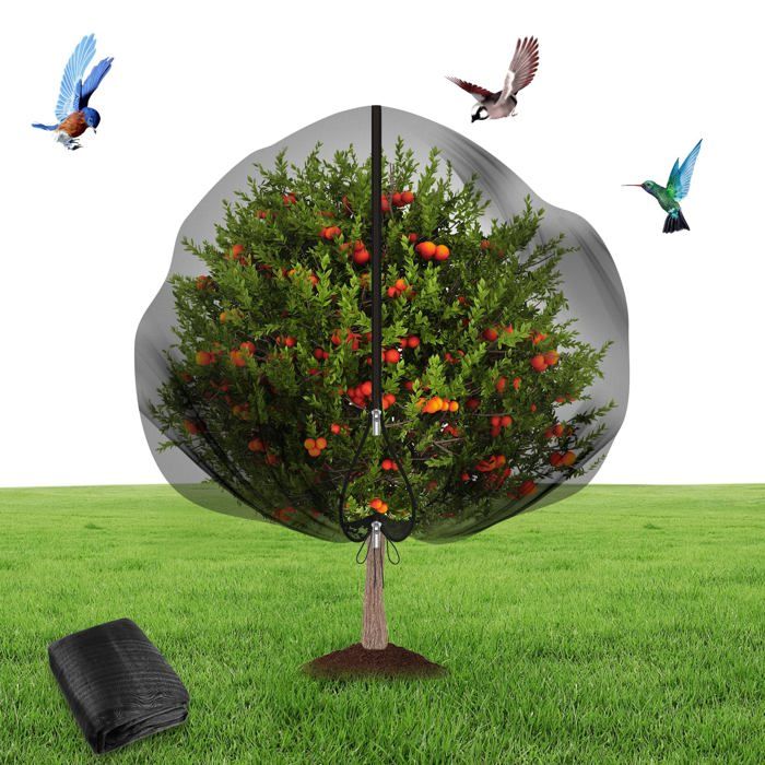 Filet de Protection Jardin 1 pièce Filets pour Jardin avec Cordon de Serrage et Fermeture éclair Maille Fine Arbre fruitier Noir 3