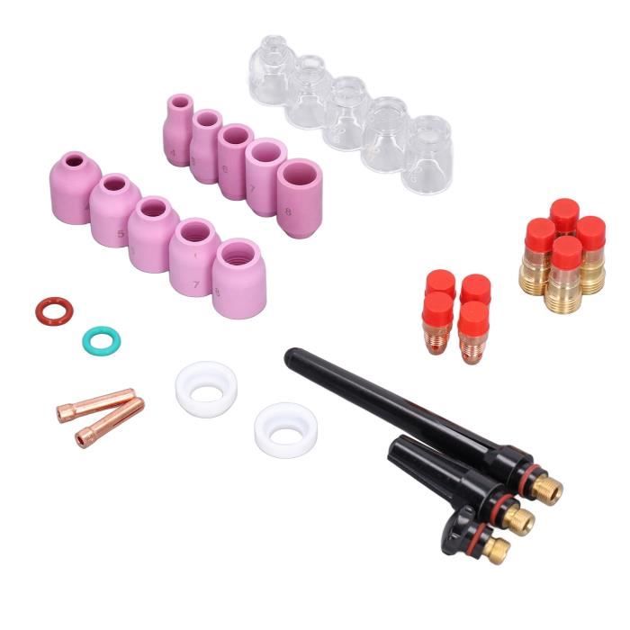 Kit Consommables Soudage TIG 60 Pièces - Buses Alumine, électrodes Tungstène, Pinces - Pour WP 9/20/25
