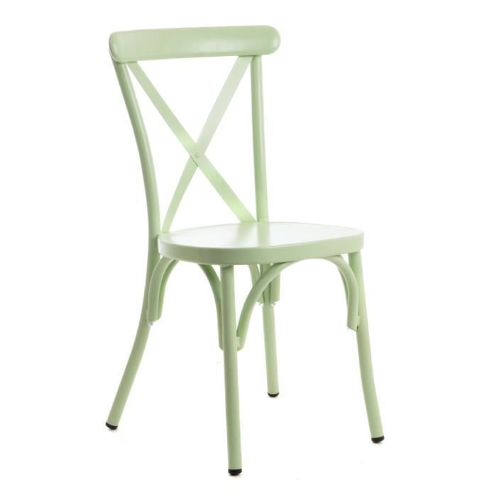 chaise de jardin bourdon verte - amadeus - lot de 2 - aluminium - salle à manger - adulte
